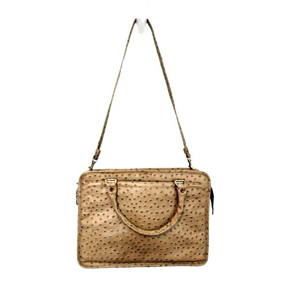 Original By Caprice Faux Ostrich Convertible Shoulder Bag Purse Beige 13 x 12 - Picture 3 of 12